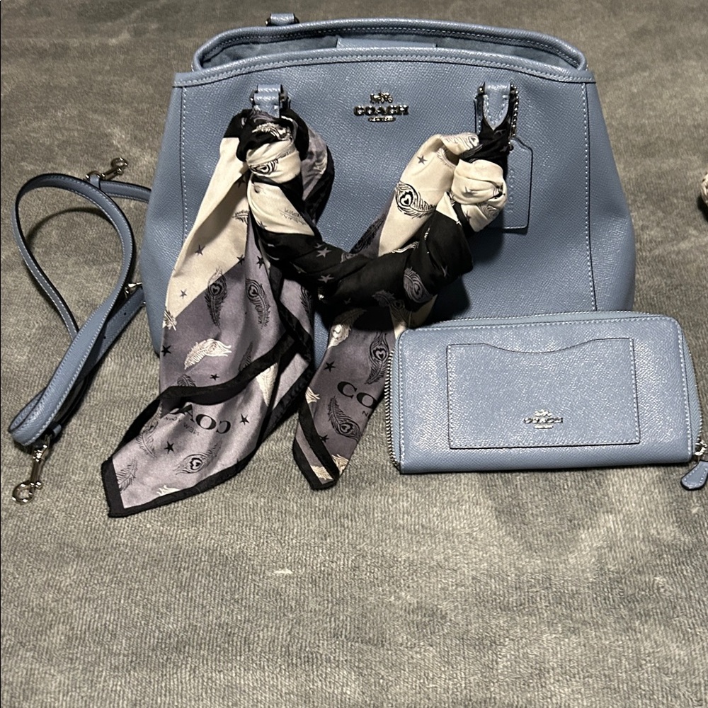 Coach Light Blue Satchel and Wallet Set
